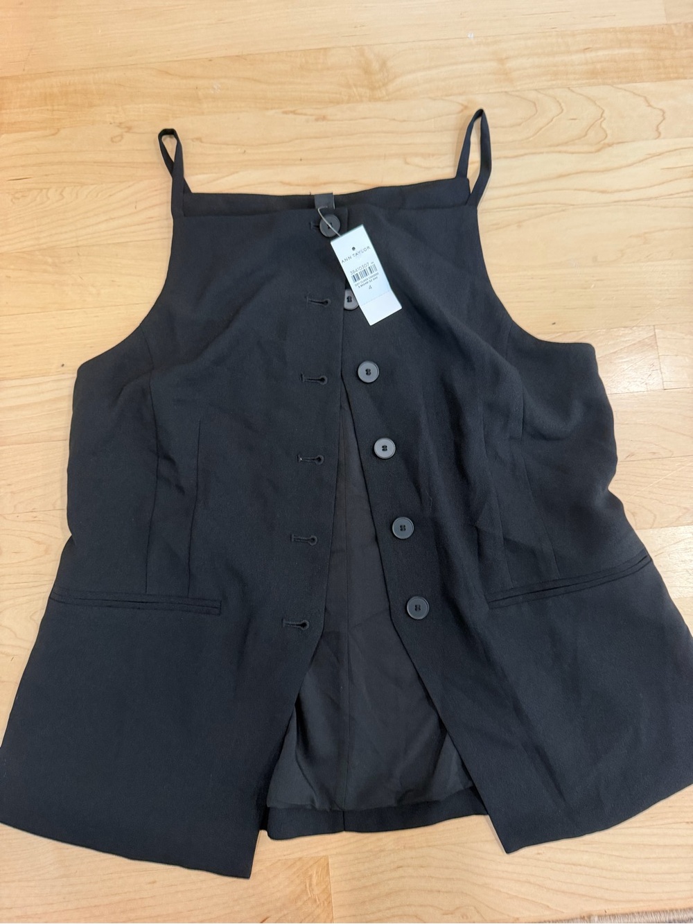 Ann Taylor Black Button-Front Camisole Tank